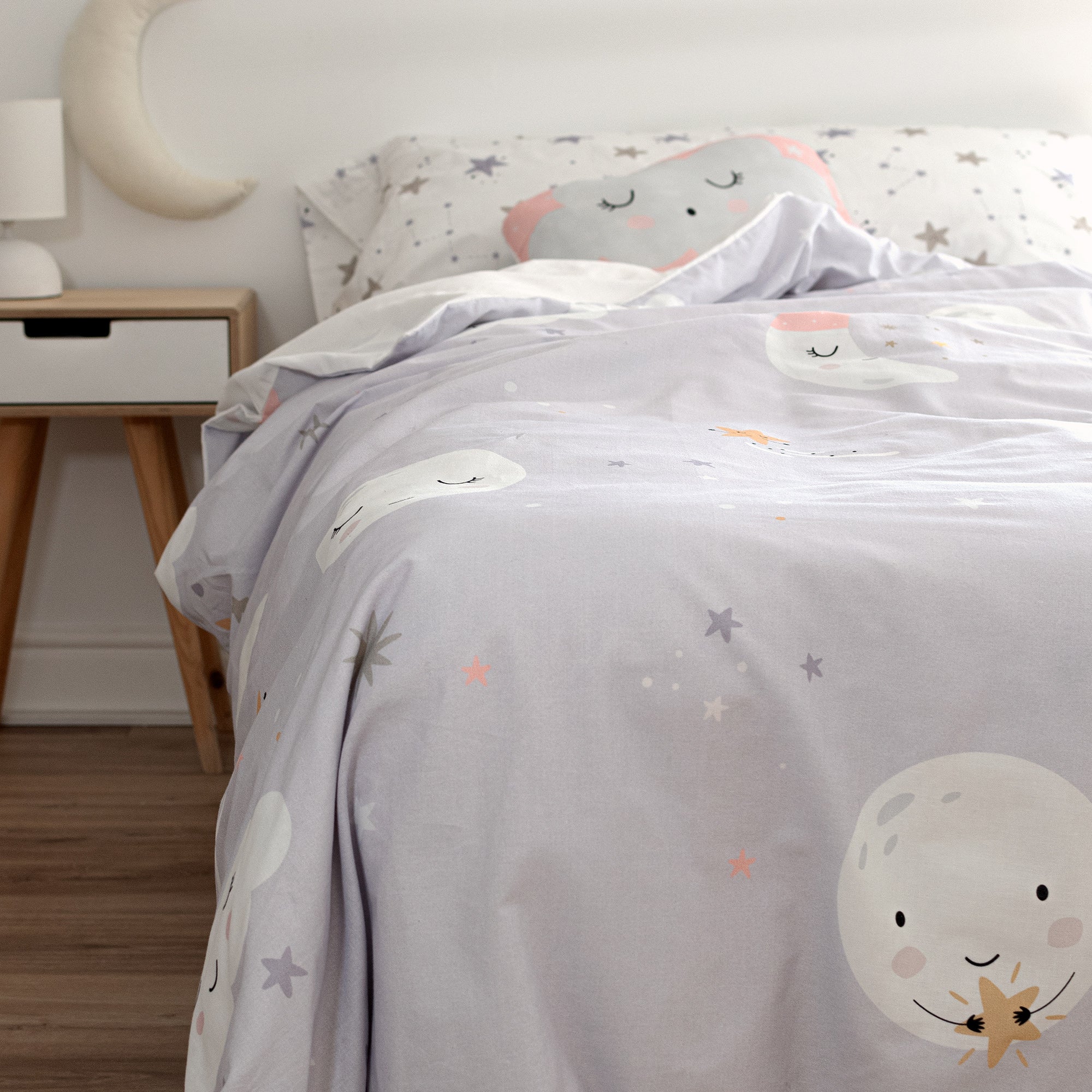 Moons Dekbedovertrek 2-delig 180x220 cm (Bed 105) Moshi Moshi, Veelkleurig, 100% katoen, de kwaliteit van 150 TC