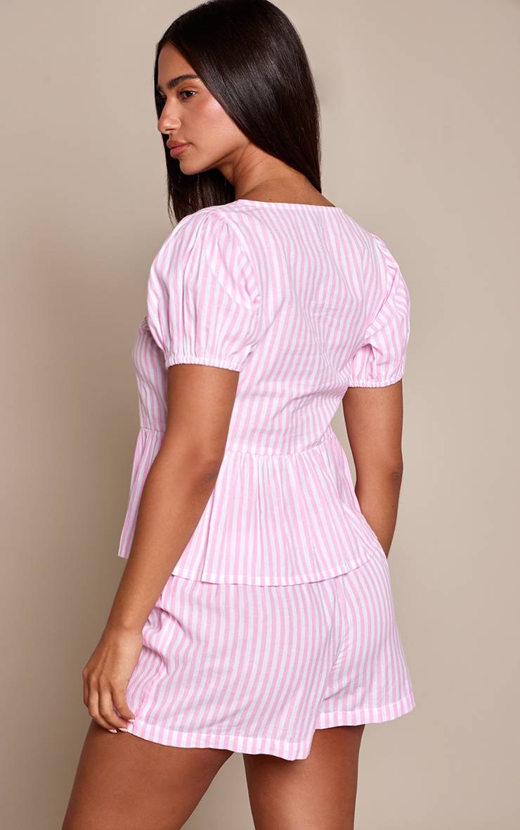 Rose Short En Coton À Rayures Petite