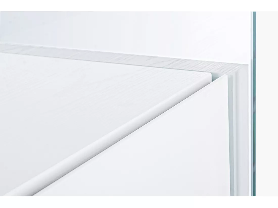 Bibliothèque 2 tiroirs 4 niveaux bois blanc et verre trempé Lina 90cm