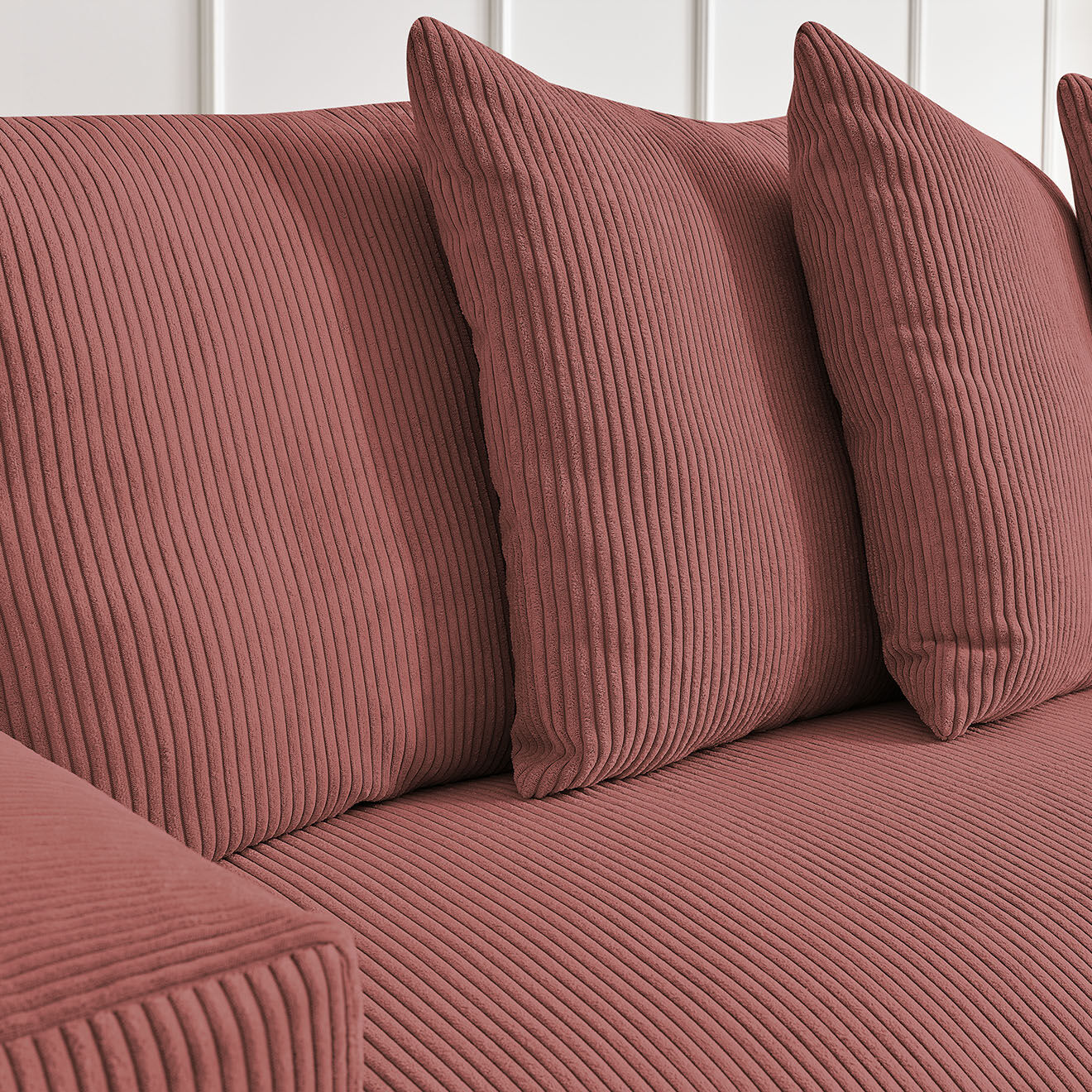 Bobochic Canapé d'angle réversible ultra moelleux voltaire velours côtelé rose - 310x174x75 cm