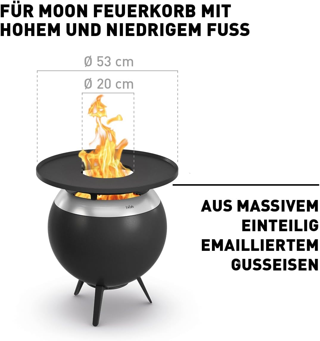 höfats - MOON 45 Plancha - durchgehende Grillplatte aus emailliertem Gusseisen - optimale Wärmespeicherung für Grillgut jeder Größe - Antihaftbeschichtung, fettarmes grillen - MOON Zubehör - ⌀53 cm