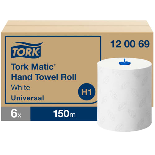 Essuie-mains rouleaux blanc 150m certifié Ecolabel Tork