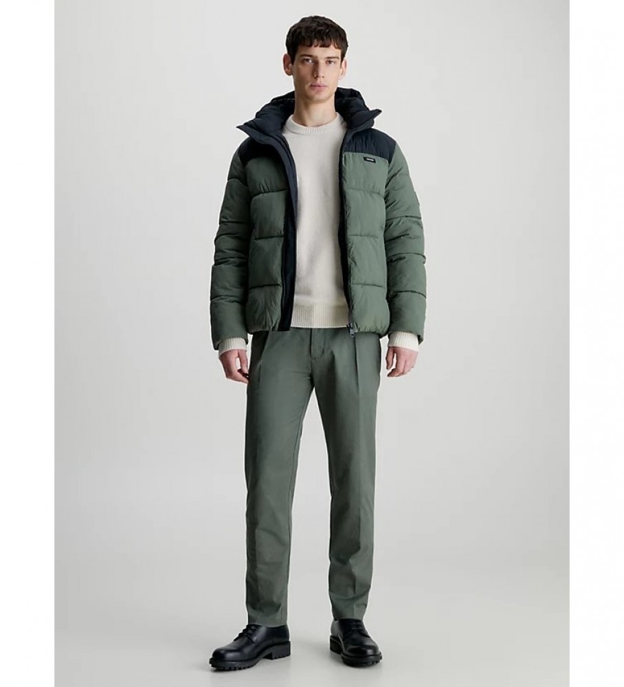 Jaqueta acolchoada Calvin Klein verde com blocos de cores