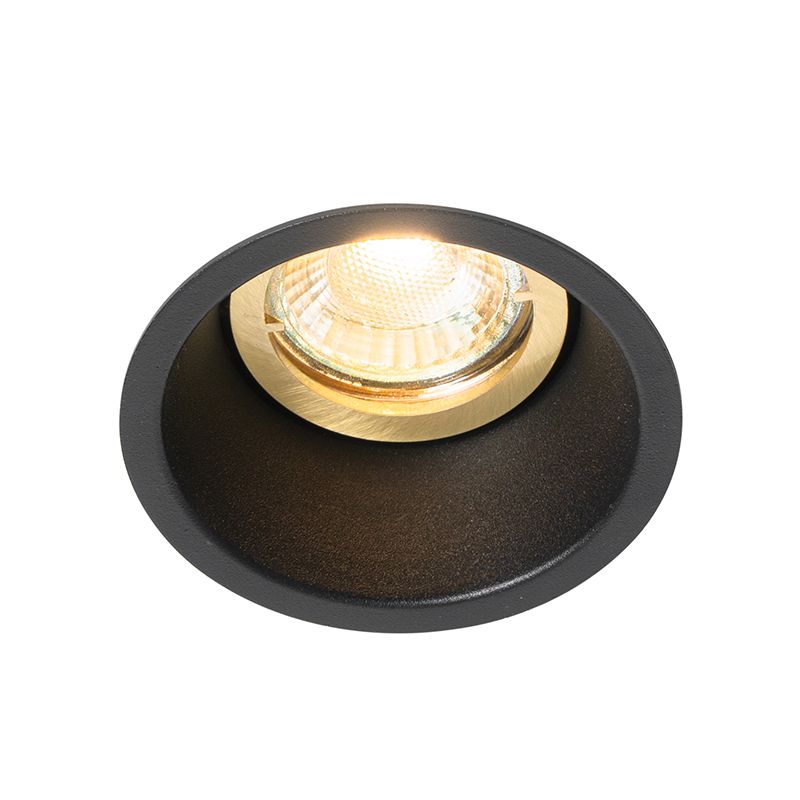 Set van 6 moderne inbouwspots zwart met goud draai- en kantelbaar - Alloy