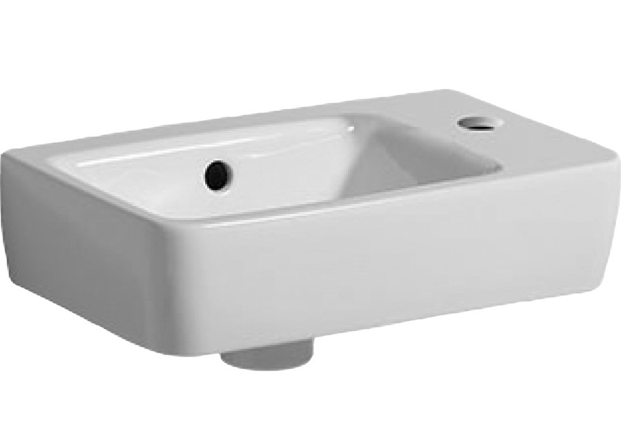 Geberit Renova Compact fontein 40cm met overloop en kraangat rechts wit