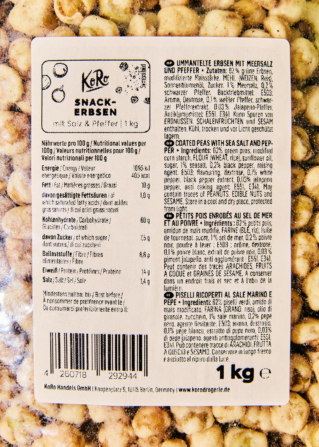 Snack Erbsen mit Salz und Pfeffer 1 kg