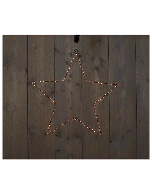 Anna's Collection Ster 2-D Met Koperdraad Verlichting - Verlichting - Wit Zwart 100 led Werkt Op Batterijen. Met Timer