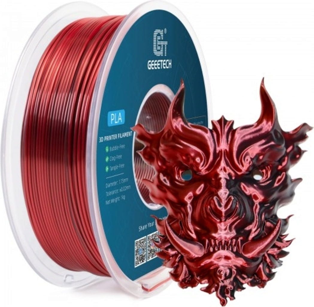 GEEETECH  PLA Silk Dual Black+Red, 1,75 mm / 1000 g    Zwei Farben, eine glatte Perfektion!
