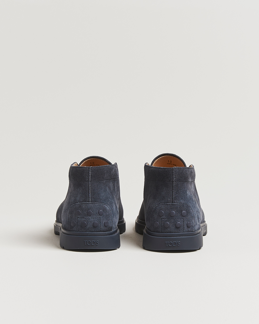 Tod's Polacco Moc Desert Boots Navy Suede
