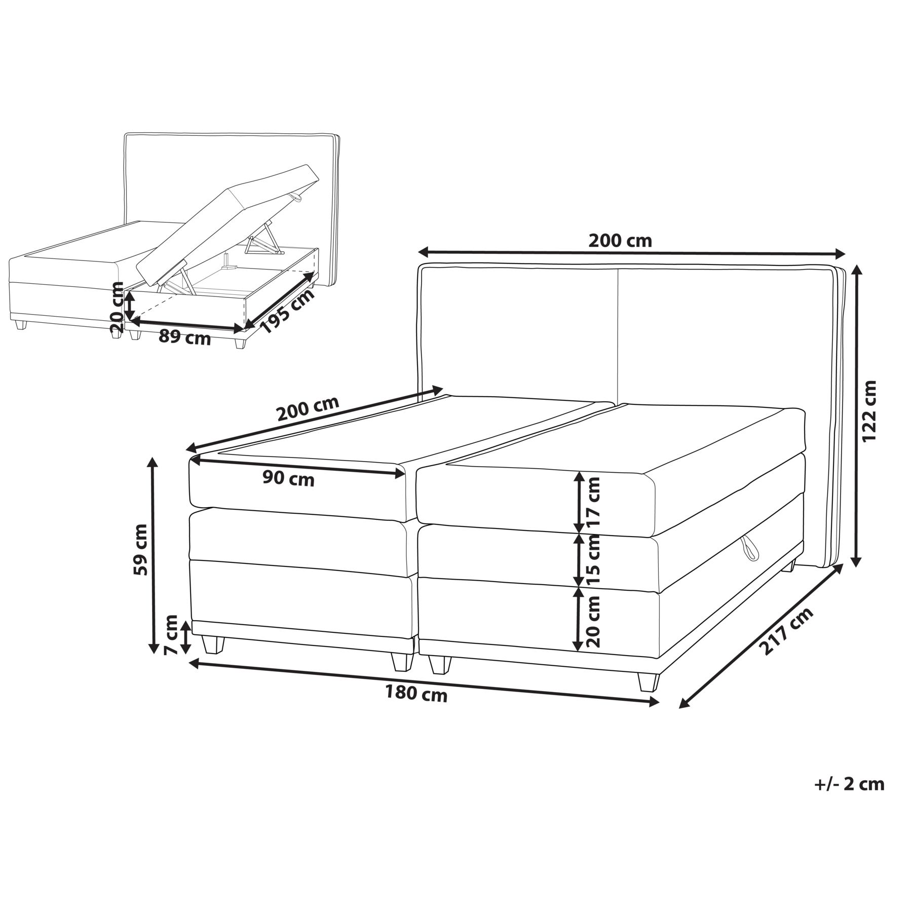 Beliani-DYNASTY-Boxspringbed-Lichtbeige-180 x 200 cm-Polyester