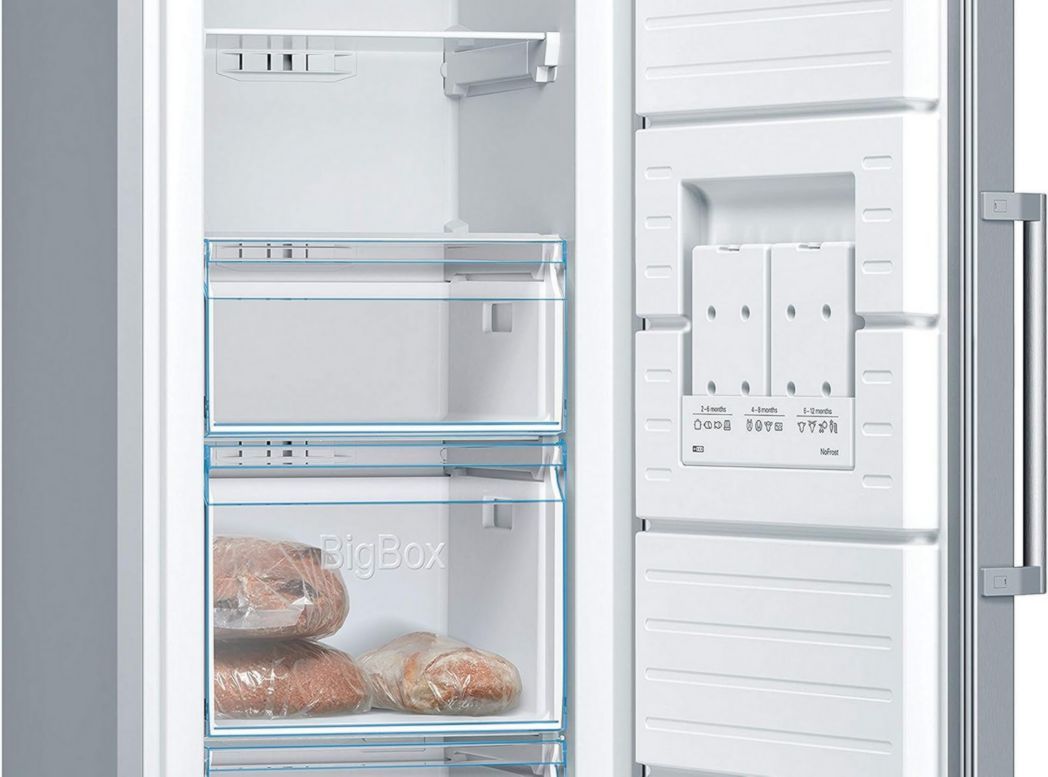 Bosch GSN36VLEP, Congélateur pose libre, Série 4, 242 L, 4 tiroirs de congélation, 186 x 60 cm, Acier inoxydable