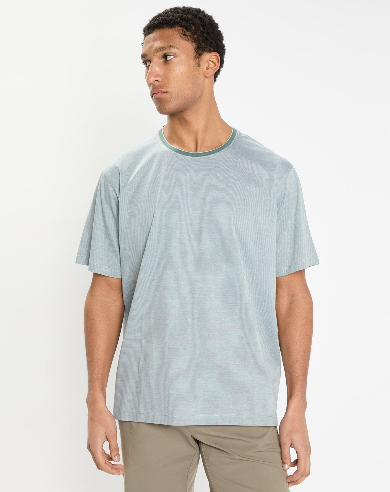 Hackett London T-Shirt Regular Fit Mercerisé à rayures milleraie vert clair