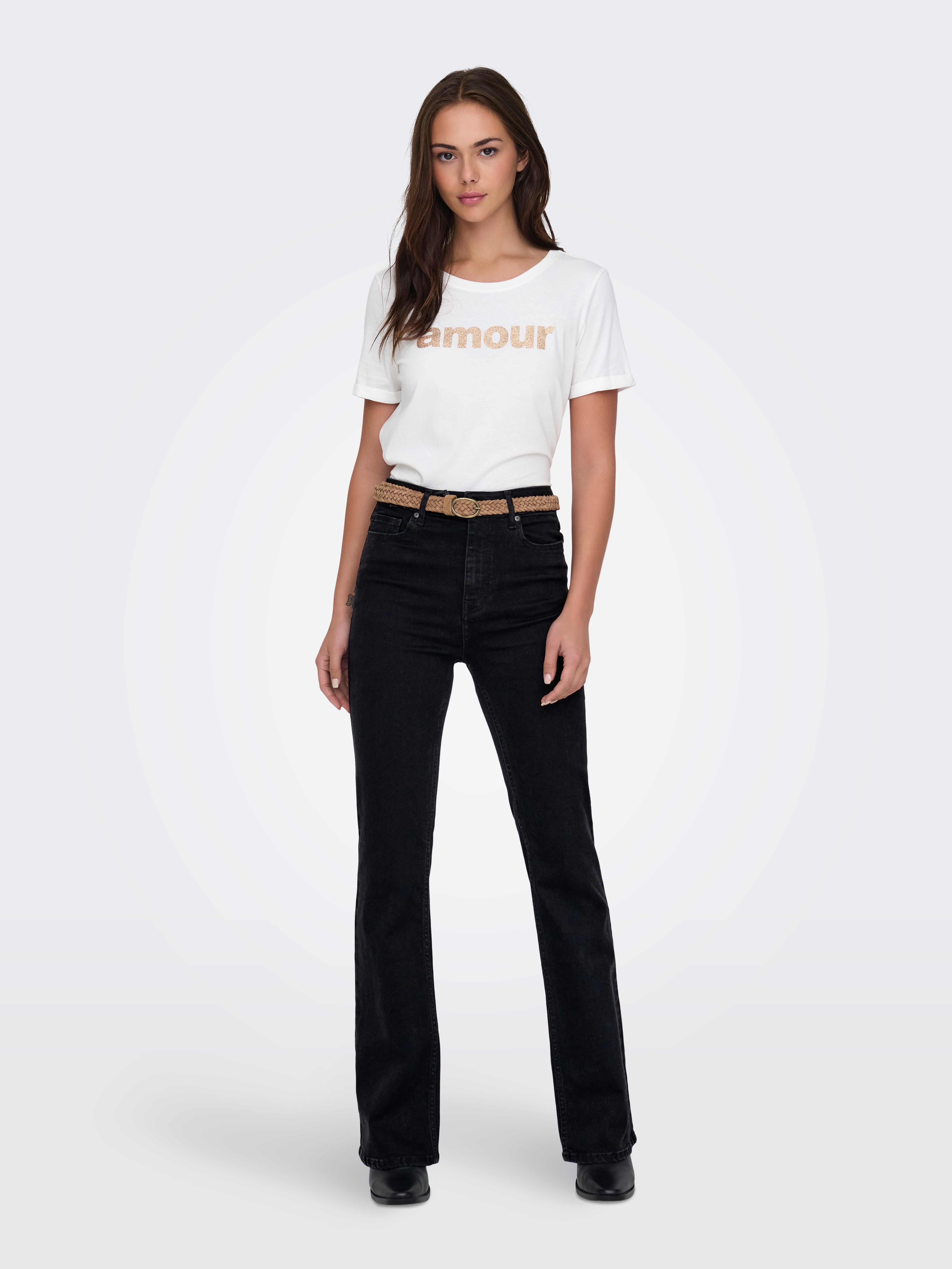 ONLLUNA Hohe Taille Ausgestellt Jeans Black