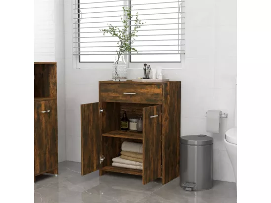 Armoire de bain Chêne fumé 60x33x80 cm Bois d'ingénierie