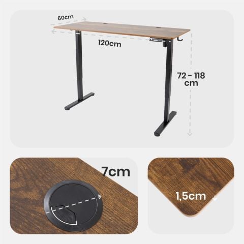 Höhenverstellbarer Schreibtisch 120 x 60 cm