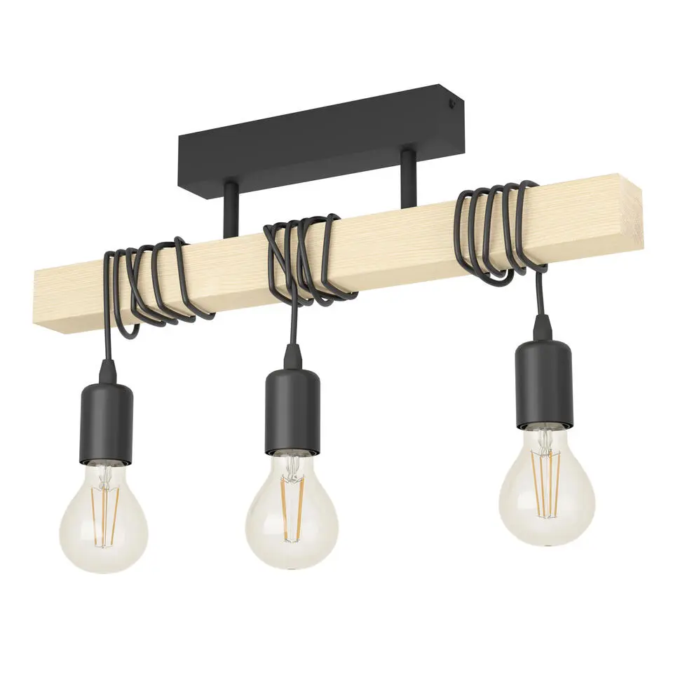 EGLOTownshendPlafondlamp-E27-55cm-Zwart/Bruin