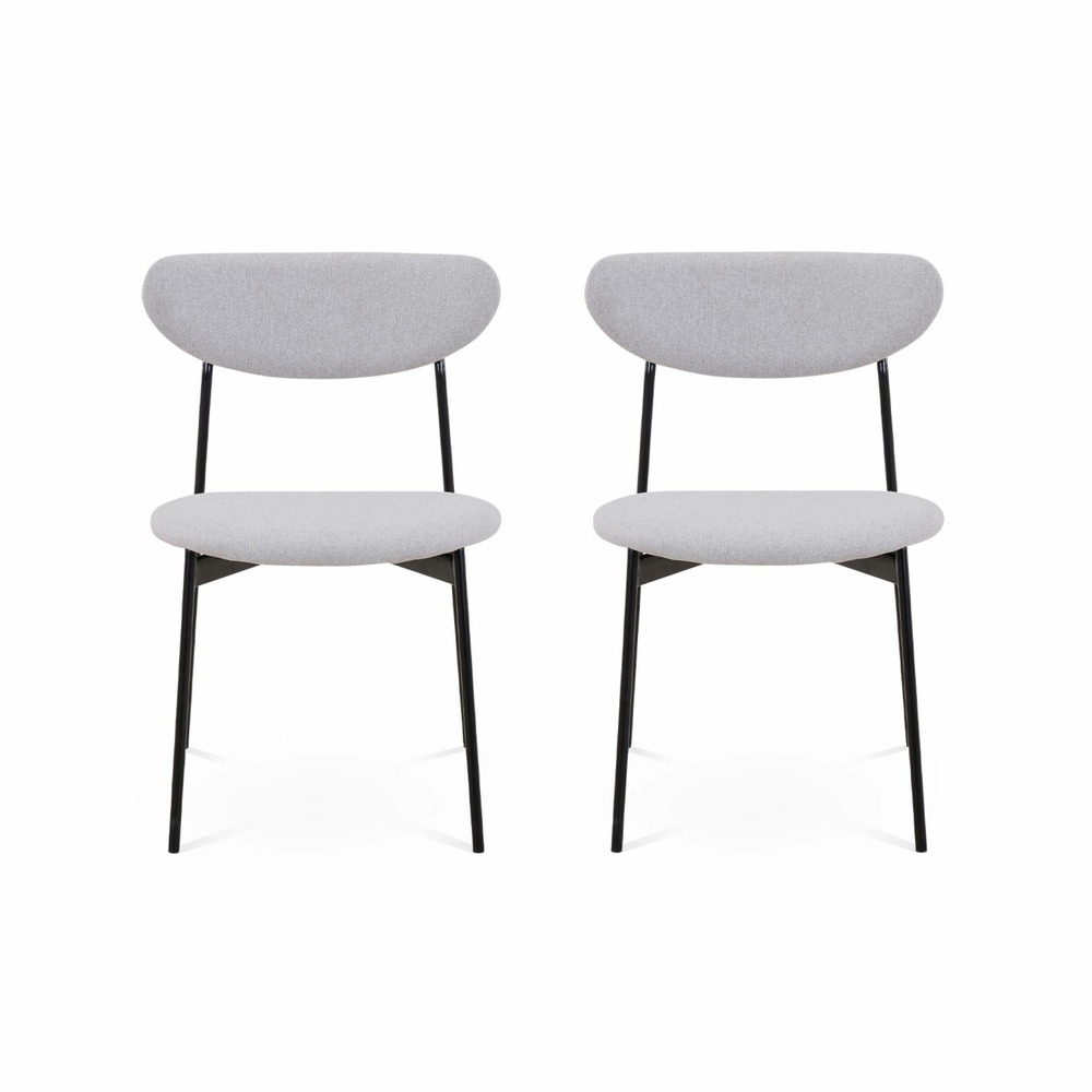 Lot de 2 chaises - arty - scandinaves et vintage. Assise et dossier gris clair. Pieds en acier