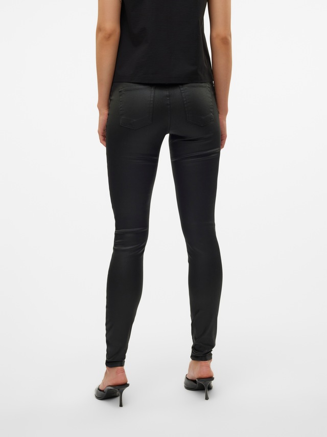 Vero Moda Skinny-fit-Jeans »VMFLASH MR SKINNY COATED PANTS NOOS« mit beschichteter Lederimitat Optik