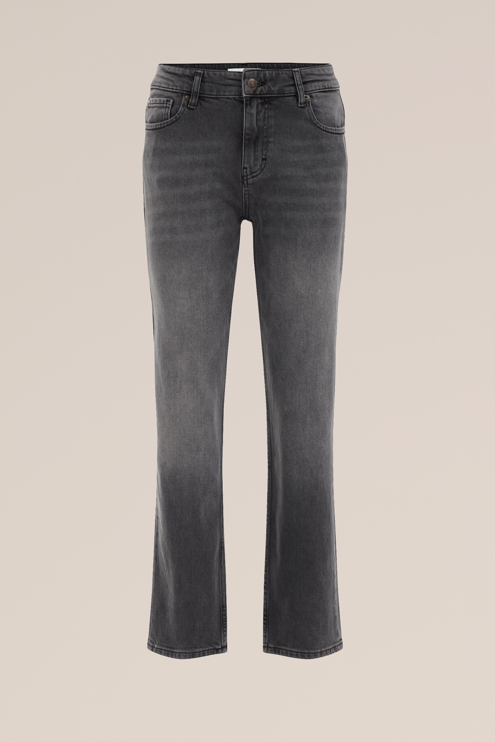 mid rise straight fit jeans met stretch Blue Ridge Donkergrijs