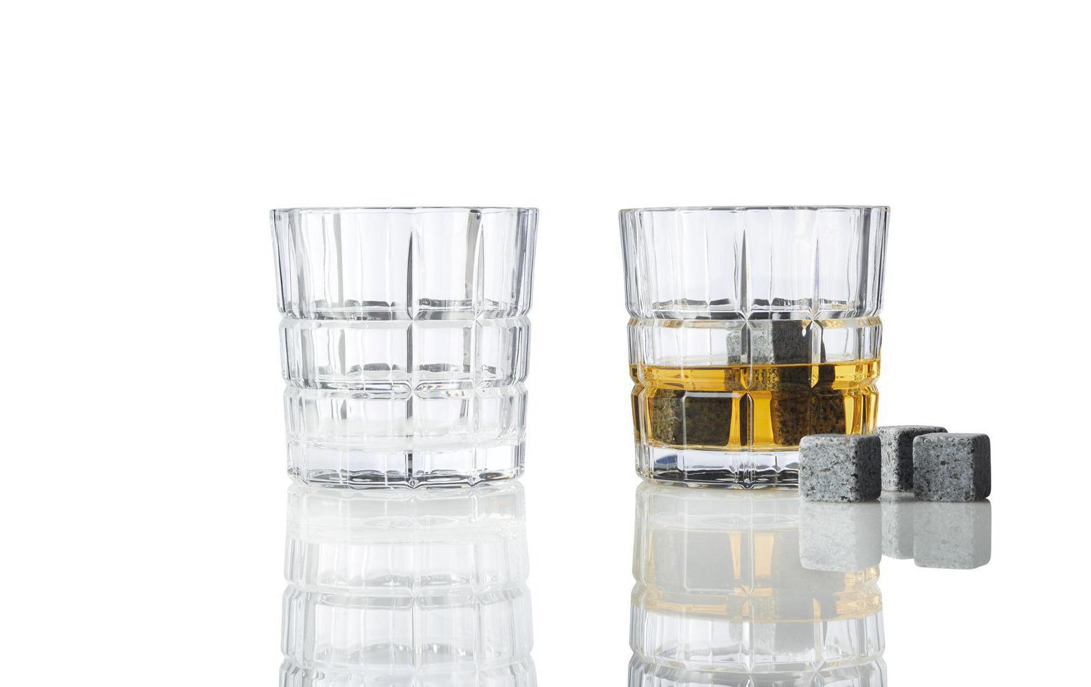 Whiskyglas 360 ml, 2 Stück, TransparentWhiskybecher Set mit Eiswürfeln