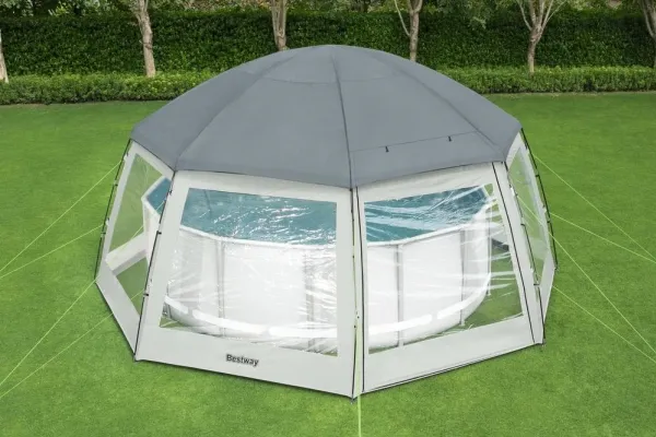 Bestway 58612, Kuppel til swimmingpool, Pool over jorden, Rund, Grå, Transparent, Hvid, PVC, Polyester, 2 dør(e)