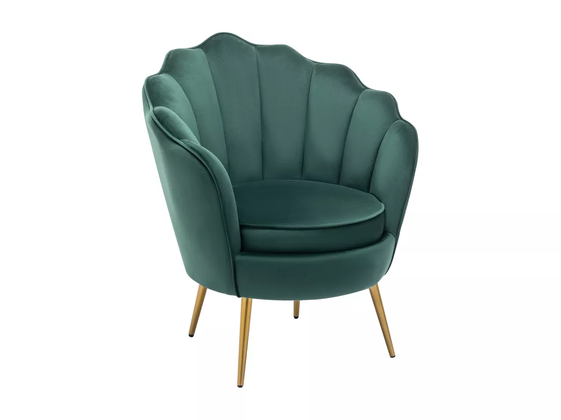 Fauteuil coquillage en velours vert LALEA