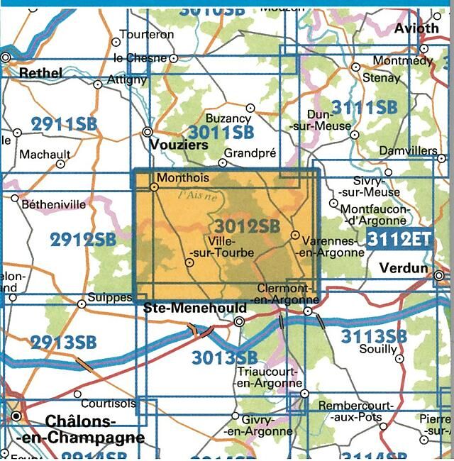 IGN - 3012 SB VARENNES EN ARGONNE 1 25 000