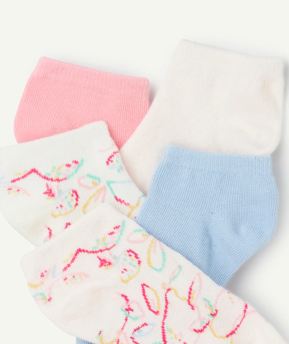lot de 5 paires de socquettes fille rose et bleu thème fruits