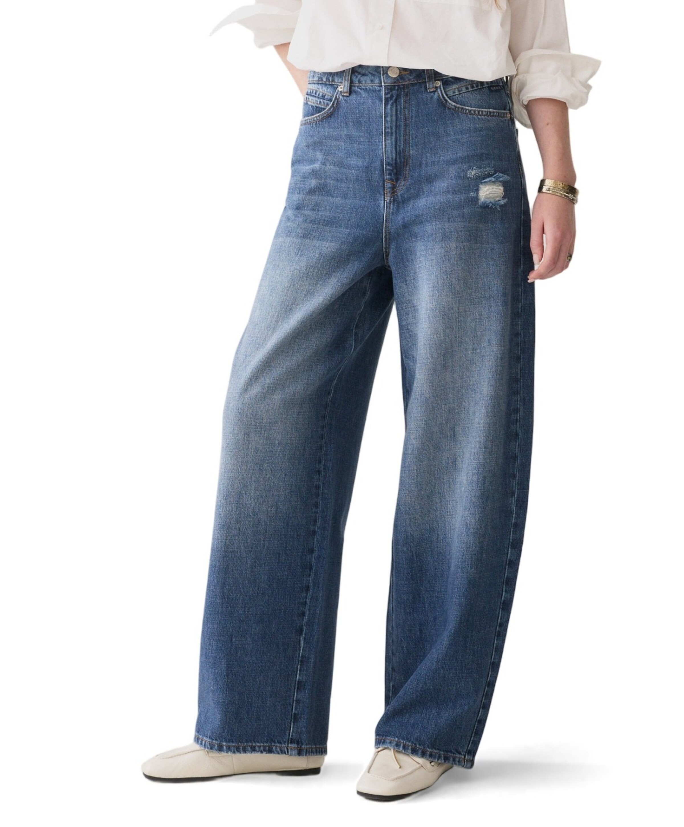 Summum Woman Loose fit Mid weight cotton dames jeans blauw