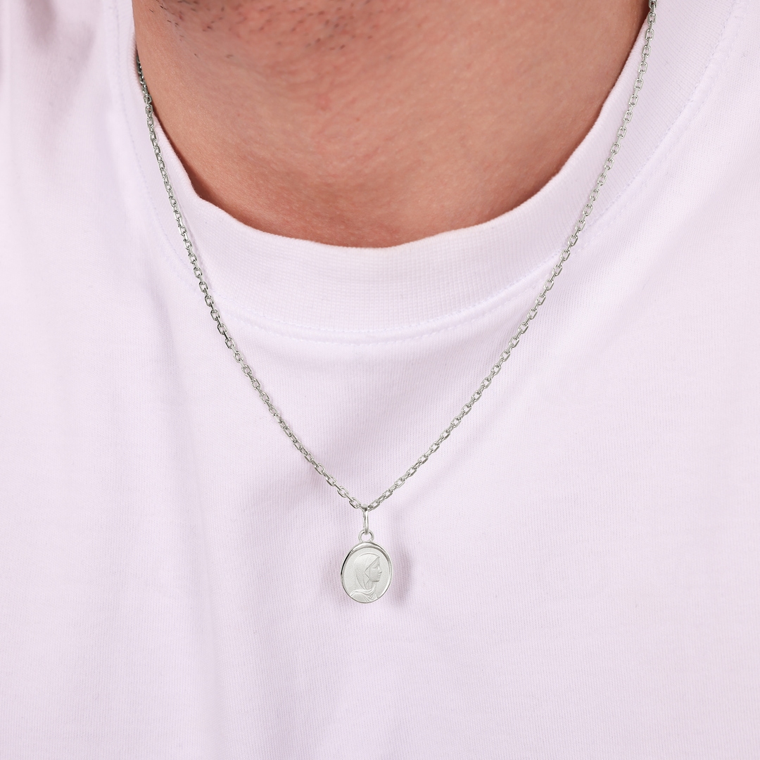 Anhänger 925 Silber rhodiniert Madonna Ø 12mm