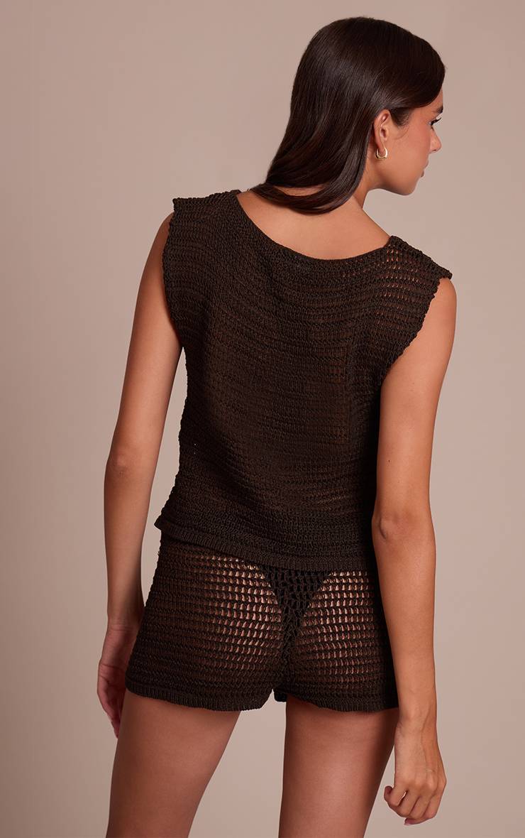 Chocolat Haut En Maille Slouchy À Encolure Bateau