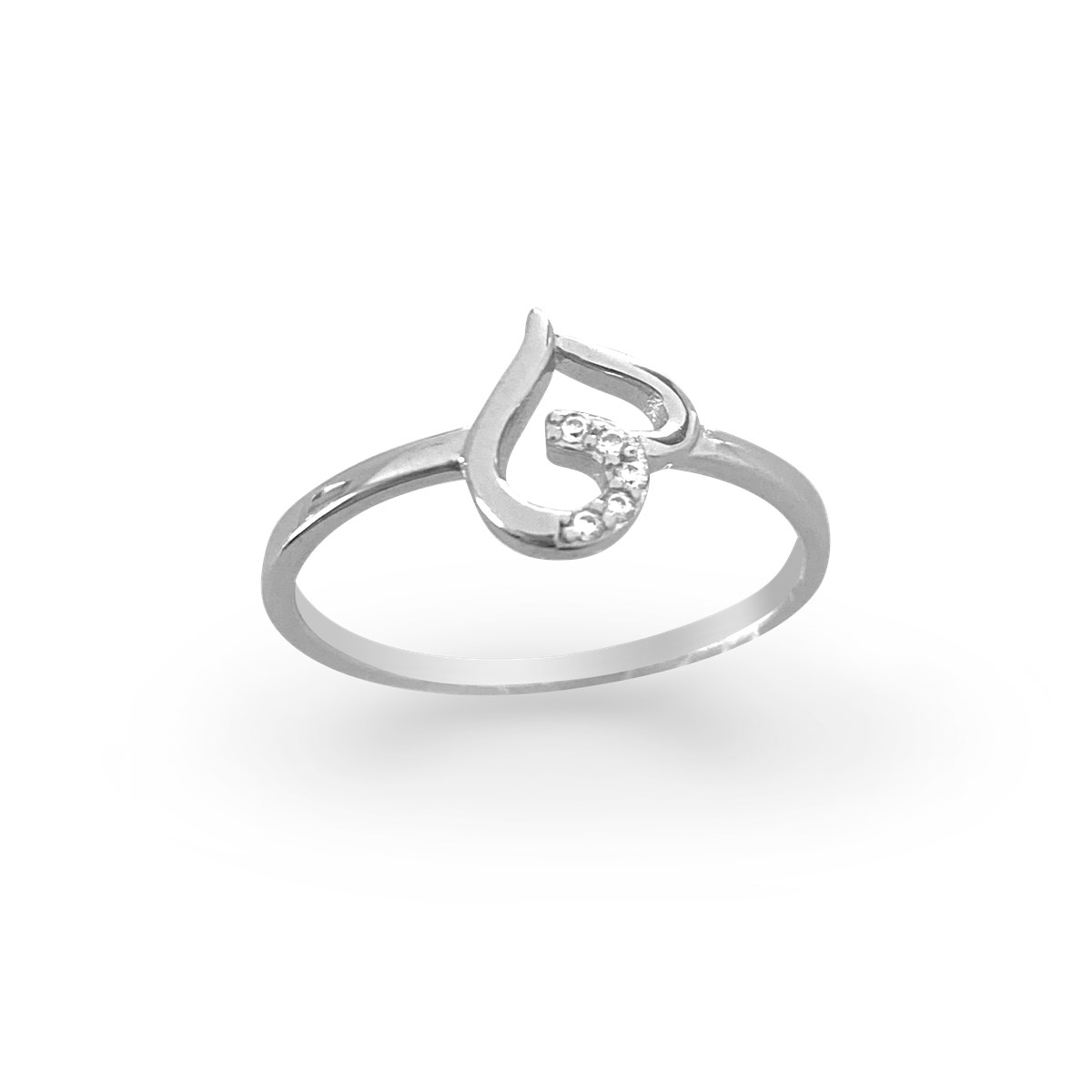 Bague coeur en argent 925 rhodié avec oxydes de zirconium