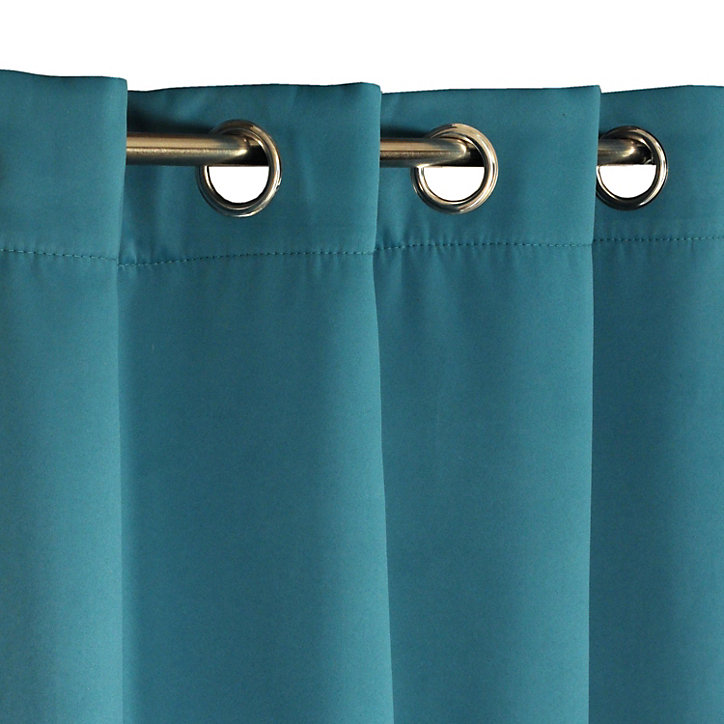 Rideau thermique 100% polyester avec œillets l.140 x H. 240 cm bleu canard