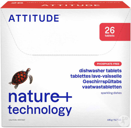 Attitude Nature + Technology Tablettes Lave-Vaisselle Sans Odeur 26 Pièces