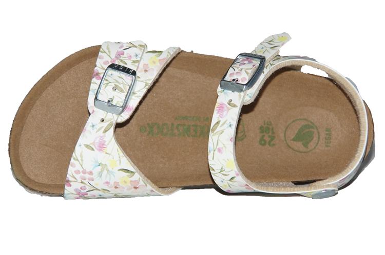 Birkenstock Rio Plain Breed Watercolor Flower White