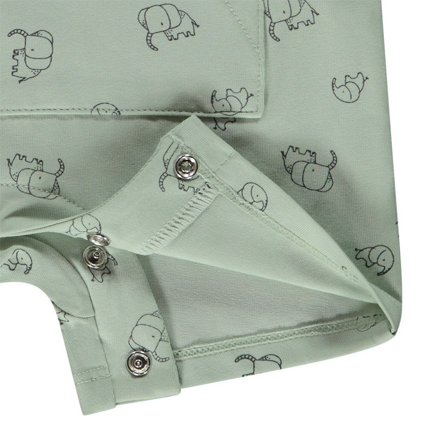 Combinaison courte imprimé éléphants pour bébé garçon - Vert