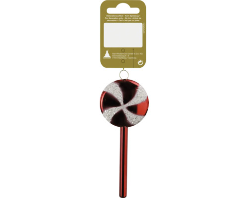 Kerstboomversiering lolly wit rood