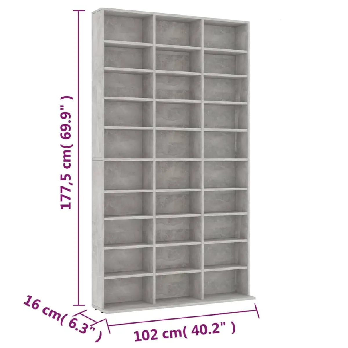 vidaxl Armoire à CD - Gris béton