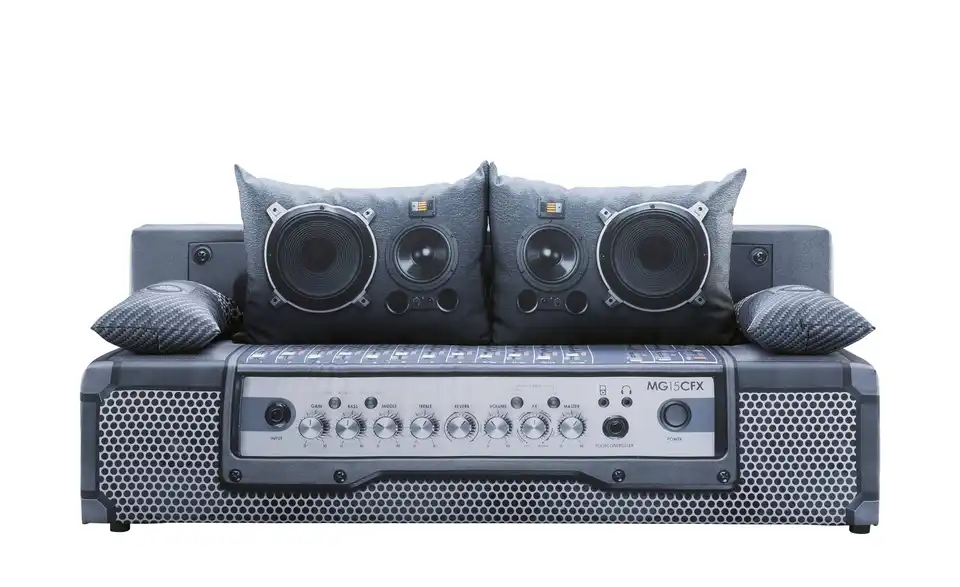 Schlafsofa Mural Audio Grau, Schwarz, Weiß Grundfunktion