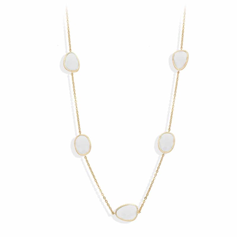 Collier Long Argent Doré Victoria Cristal Blanc