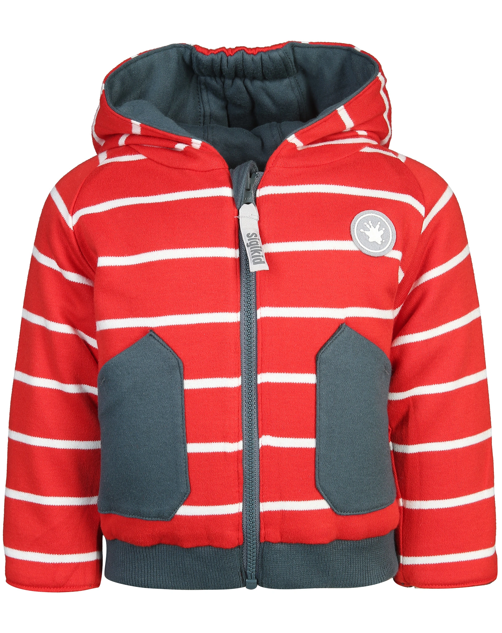 Wendejacke SPKids gestreift in  graublau/rot