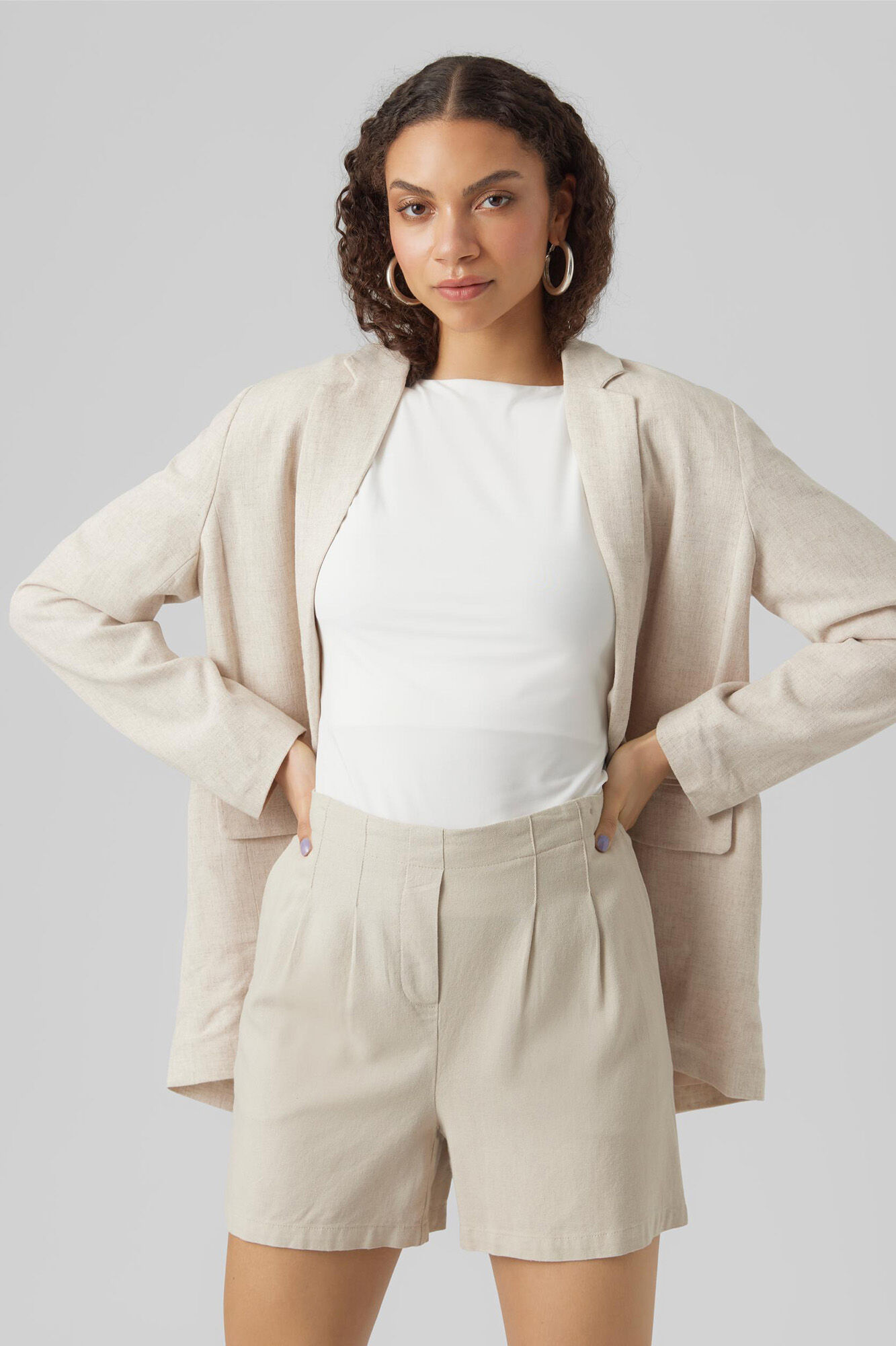 Blazer de manga comprida - Cinza