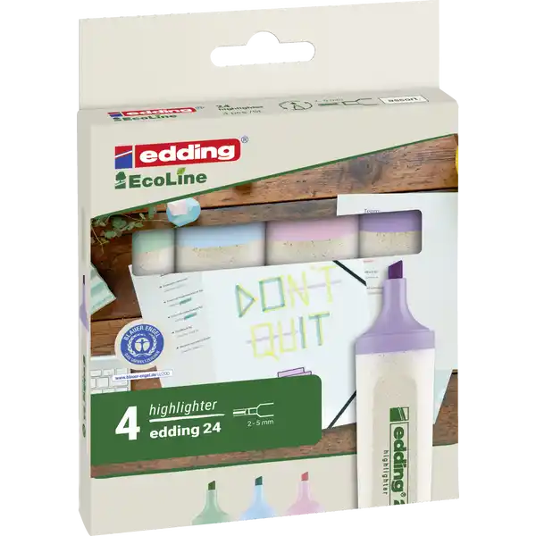 Edding 24 EcoLine Textmarker 4er-Set sortiert pastellfarben