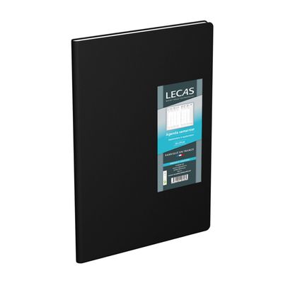 Agenda Lecas Classique Eco - 1 semaine sur 2 pages - 16 x 24 cm - noir