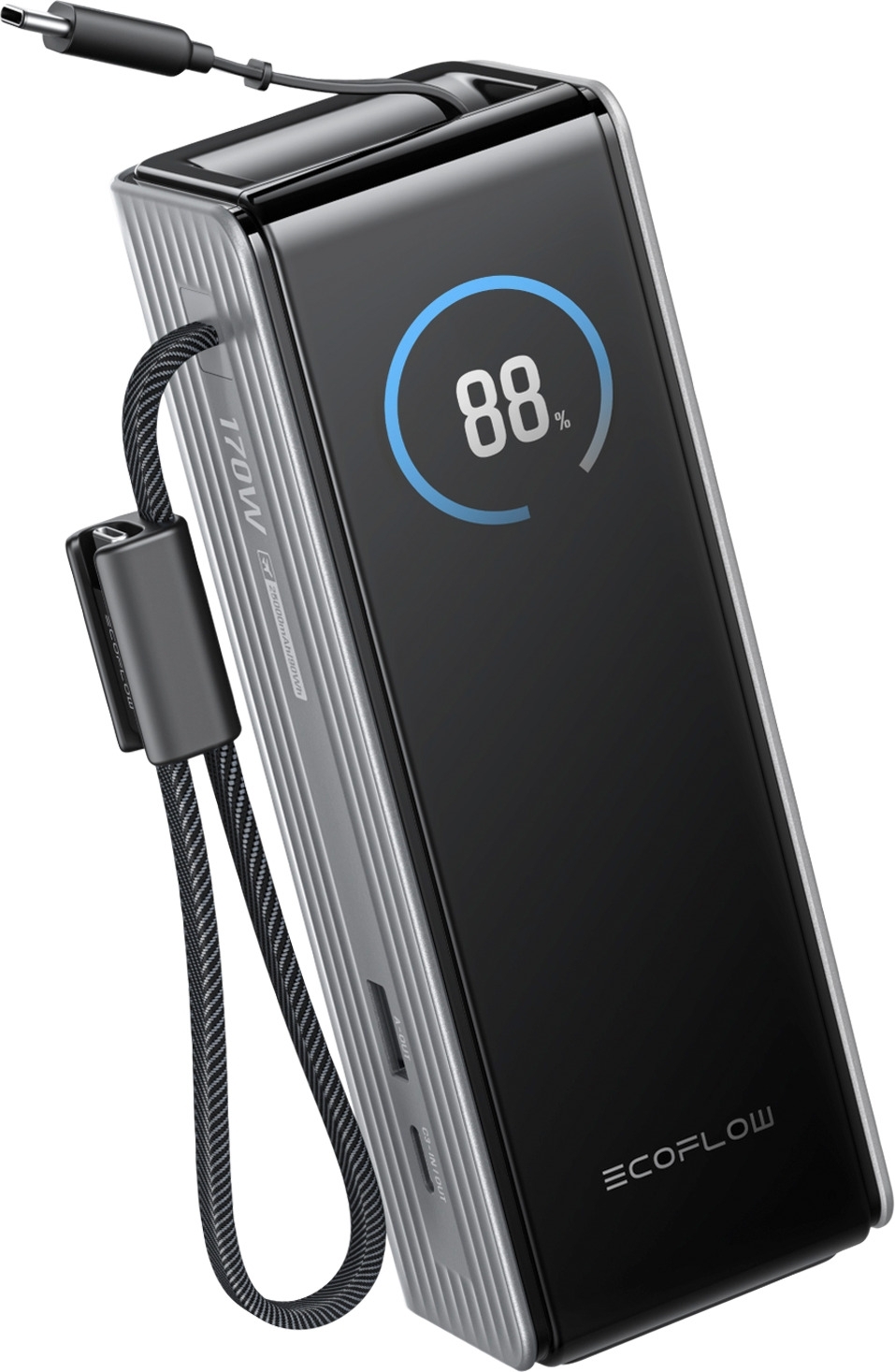 EcoFlow Rapid 25K USB-C Powerbank 25 000 mAh / 170 W mit 2 integrierten 100 W Kabeln silber