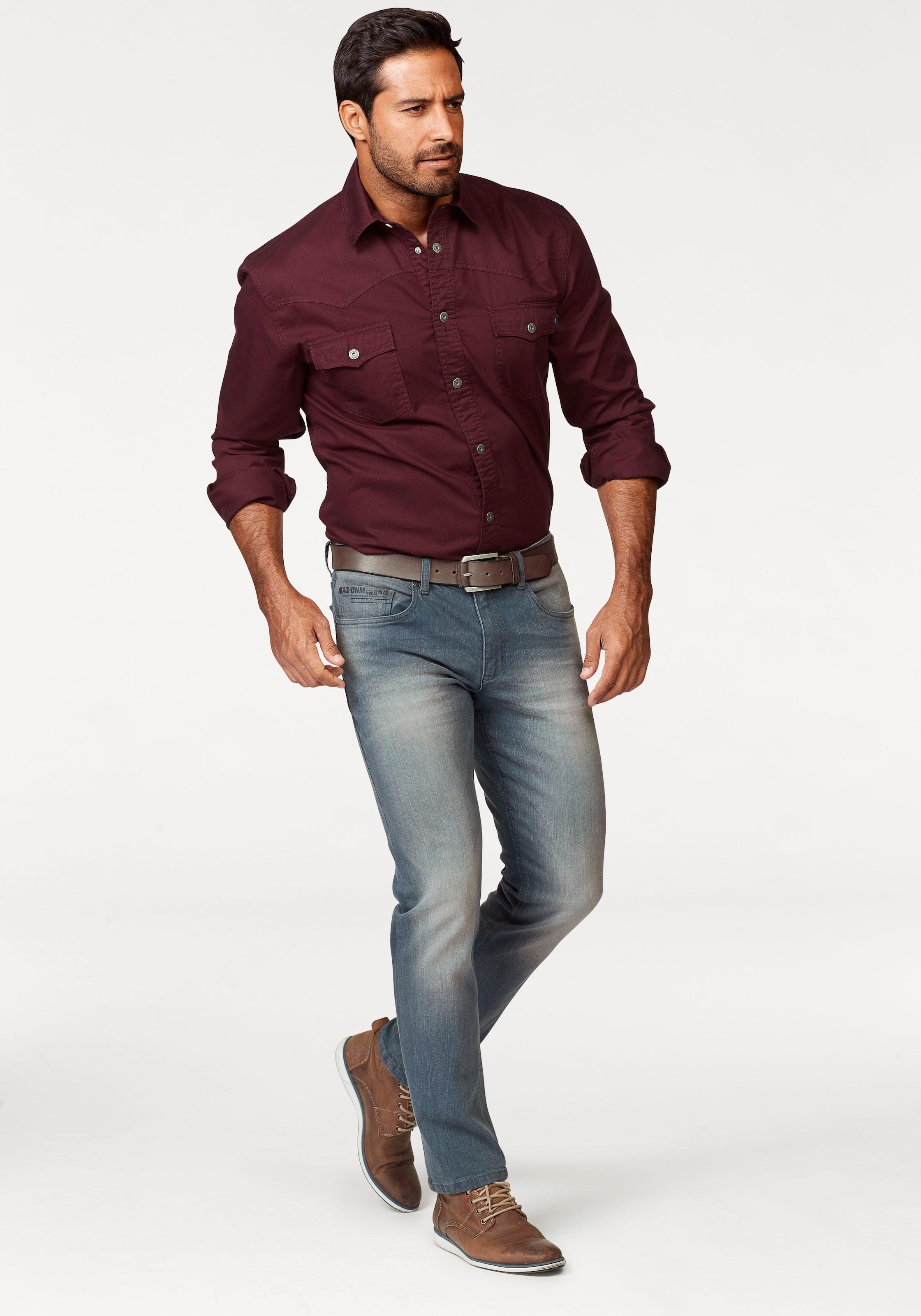 Arizona Langarmhemd , im Western-Stil