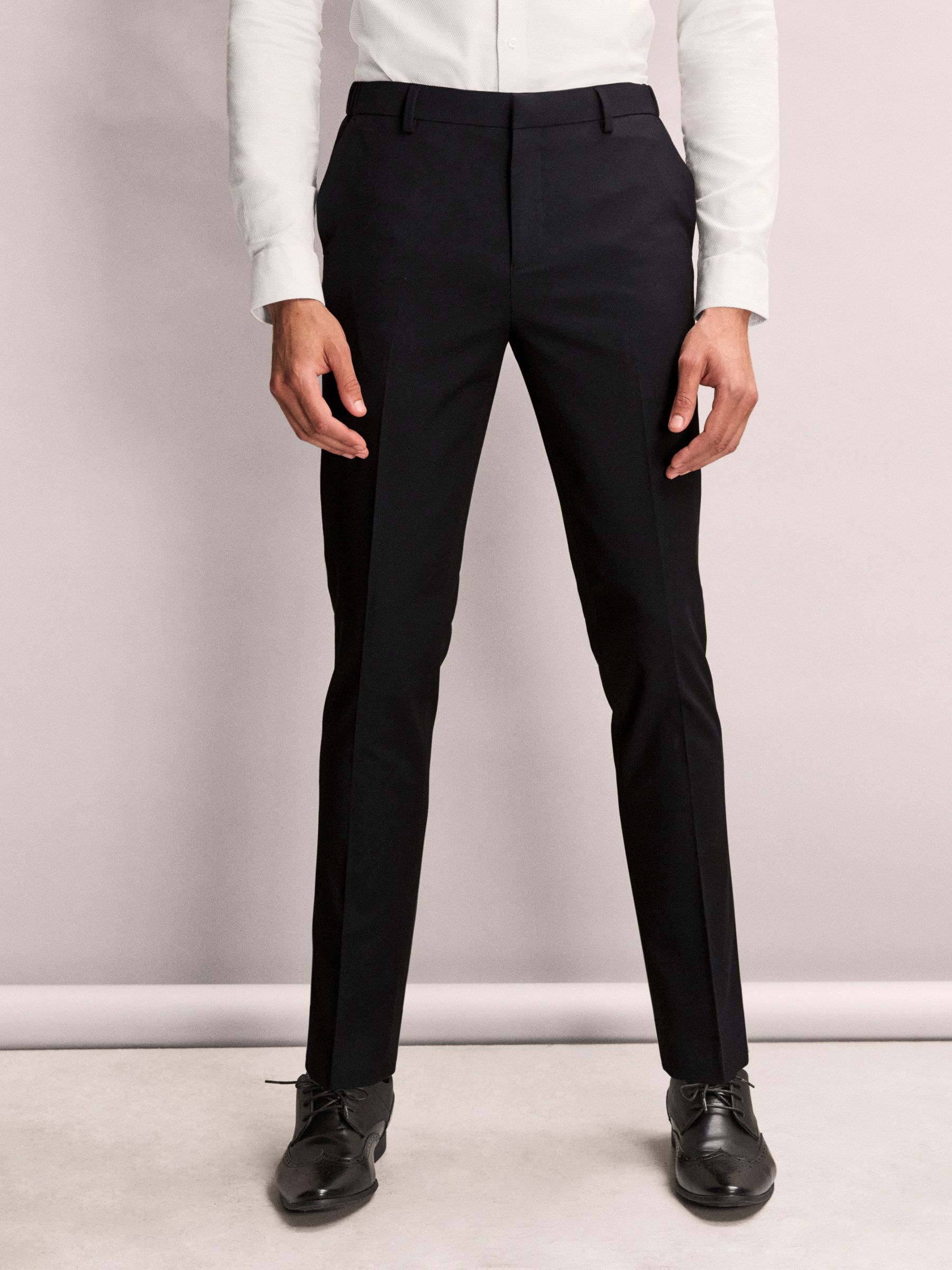 Zwart - Slim Fit - Elasticated Waist Motionflex Stretch Smart Trousers