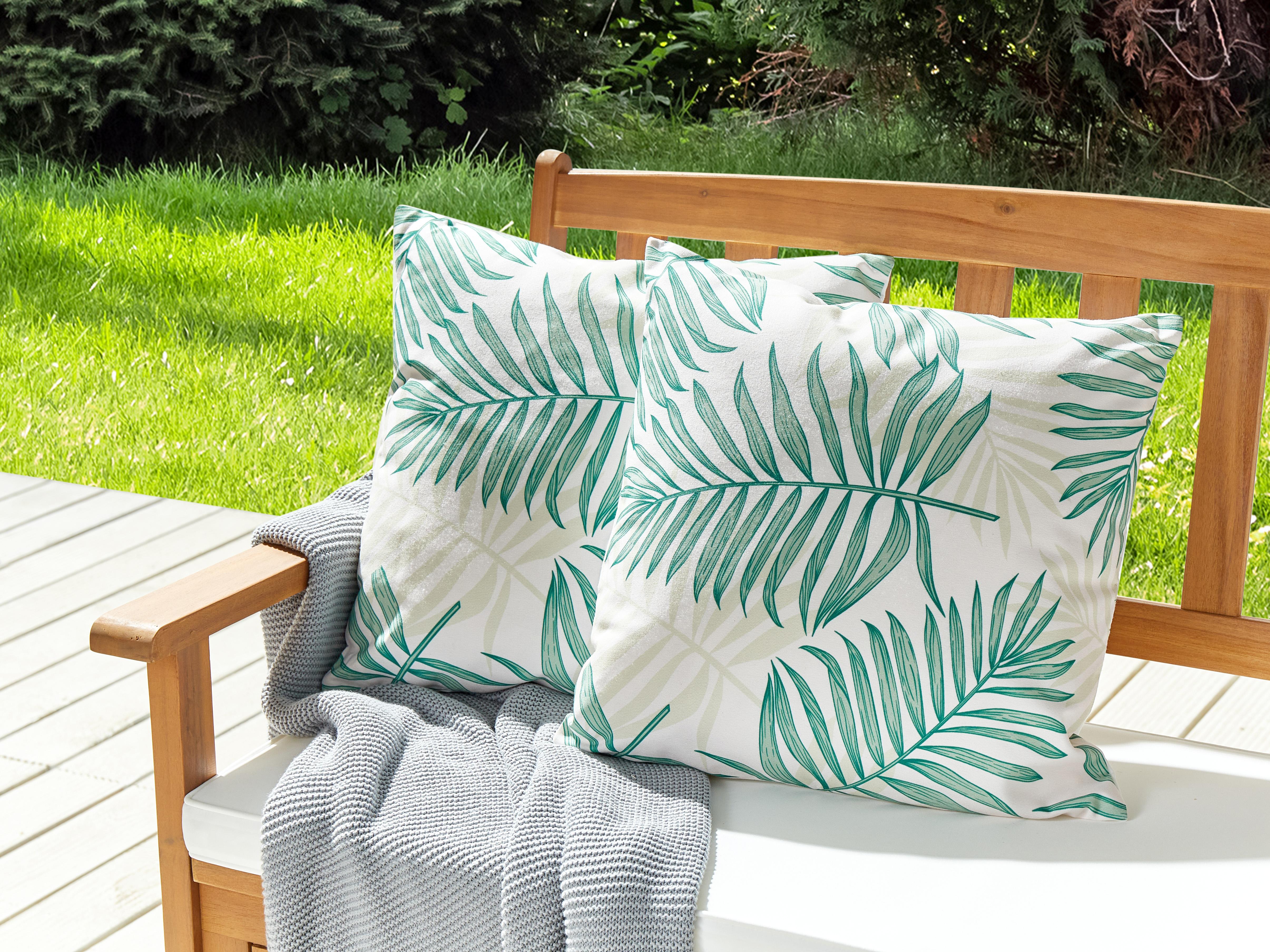 Set van 2 tuinkussens POGGIO bladpatroon 45 x 45 cm Groen