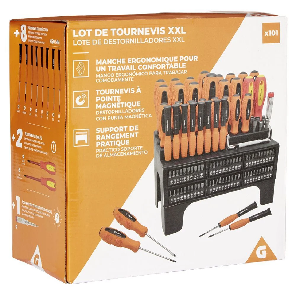 Lot tournevis et embouts 101 pièces