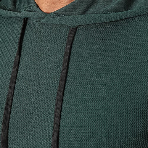 Tee Shirt Capuche Texturé Waffle 0586 Vert Bouteille